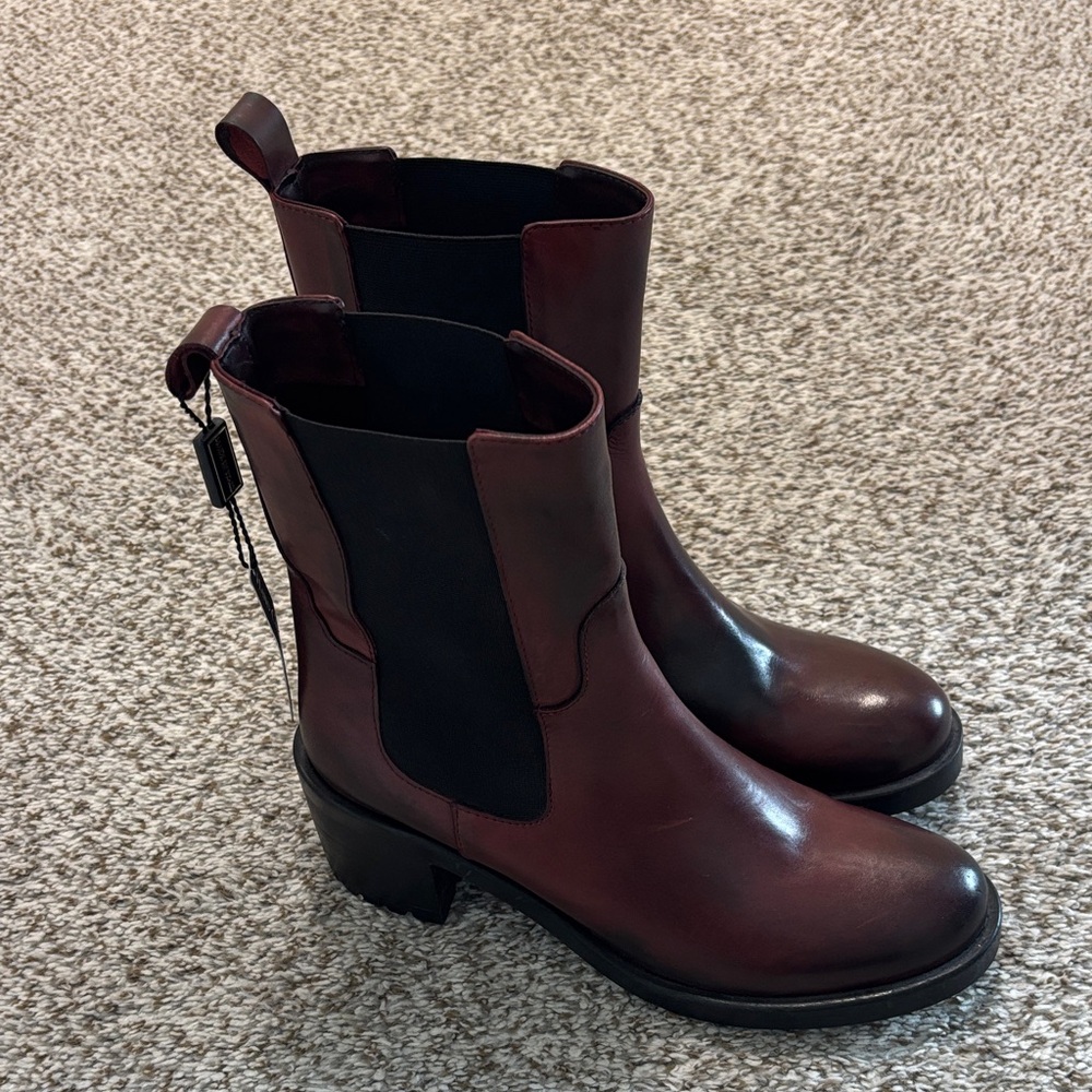 Emanuele Crasto Italian Leather Burgundy Chelsea Boots 40